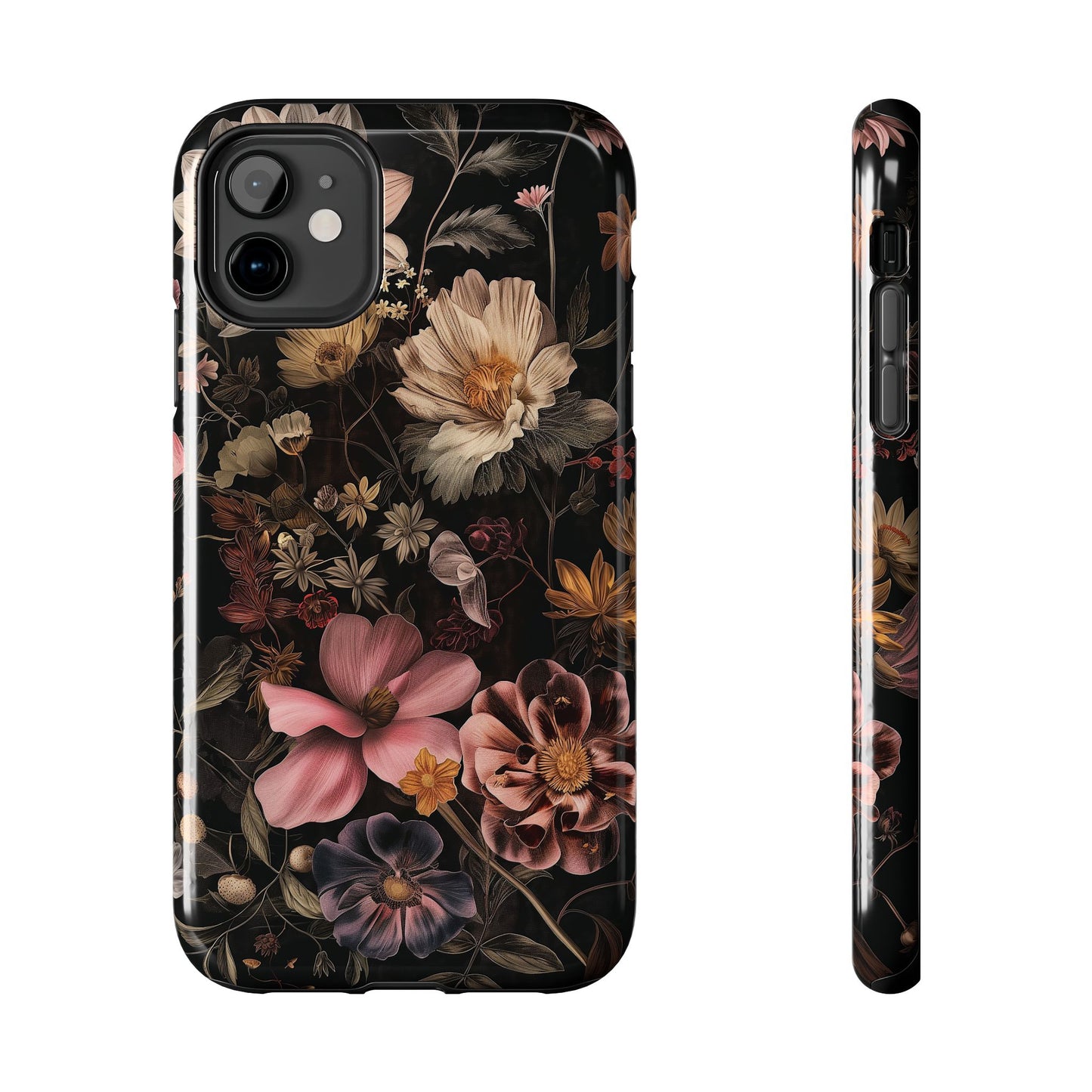 Floral Noir Tough Phone Case Dark Vintage Flower Protective Cover
