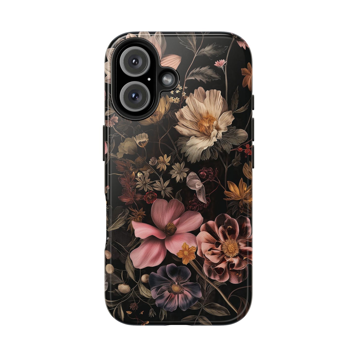 Floral Noir Tough Phone Case Dark Vintage Flower Protective Cover
