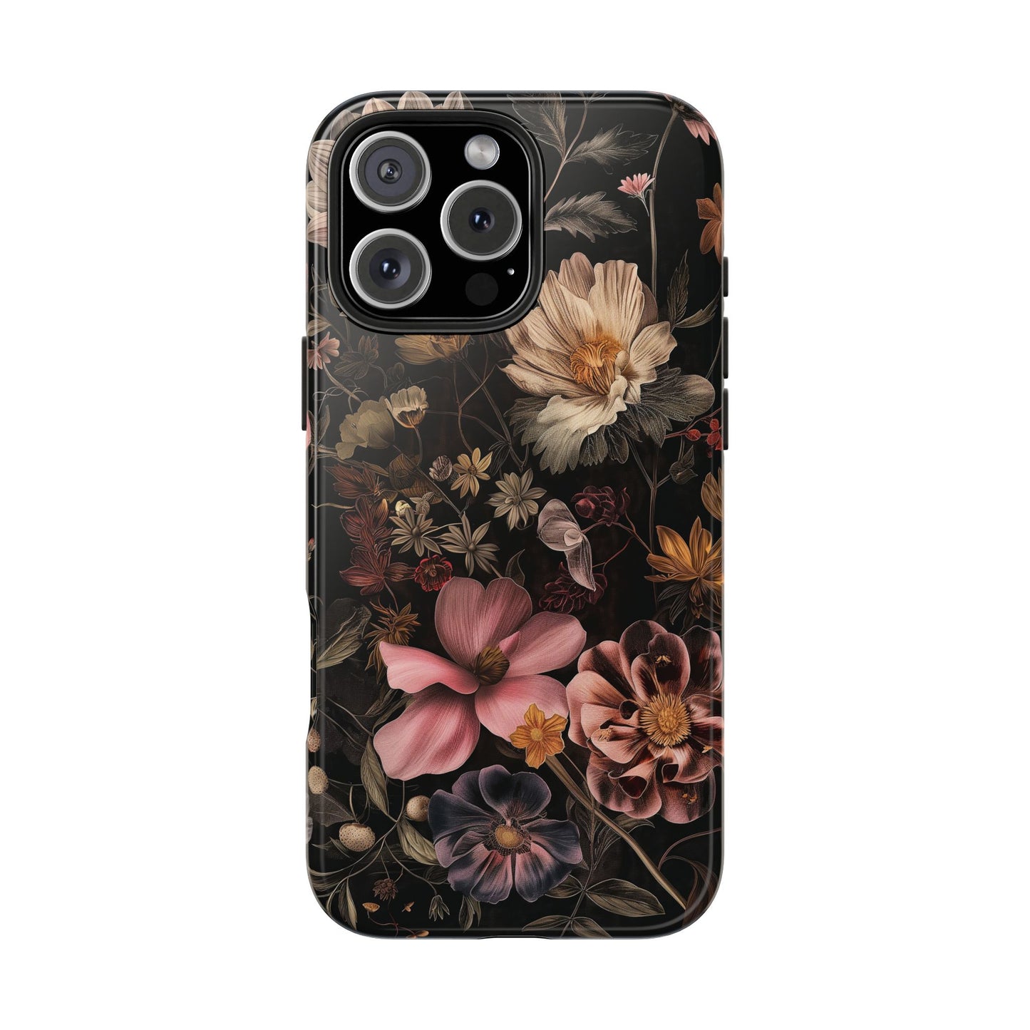 Floral Noir Tough Phone Case Dark Vintage Flower Protective Cover