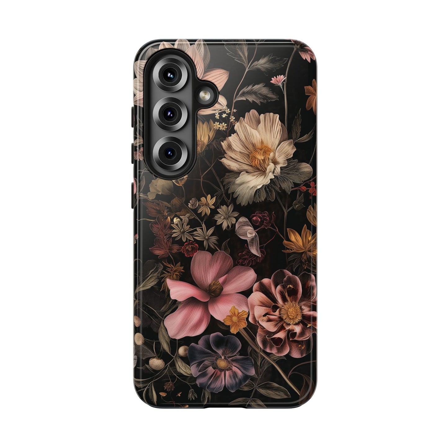 Floral Noir Tough Phone Case Dark Vintage Flower Protective Cover