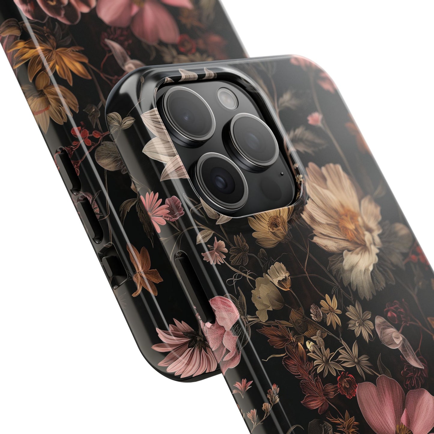 Floral Noir Tough Phone Case Dark Vintage Flower Protective Cover