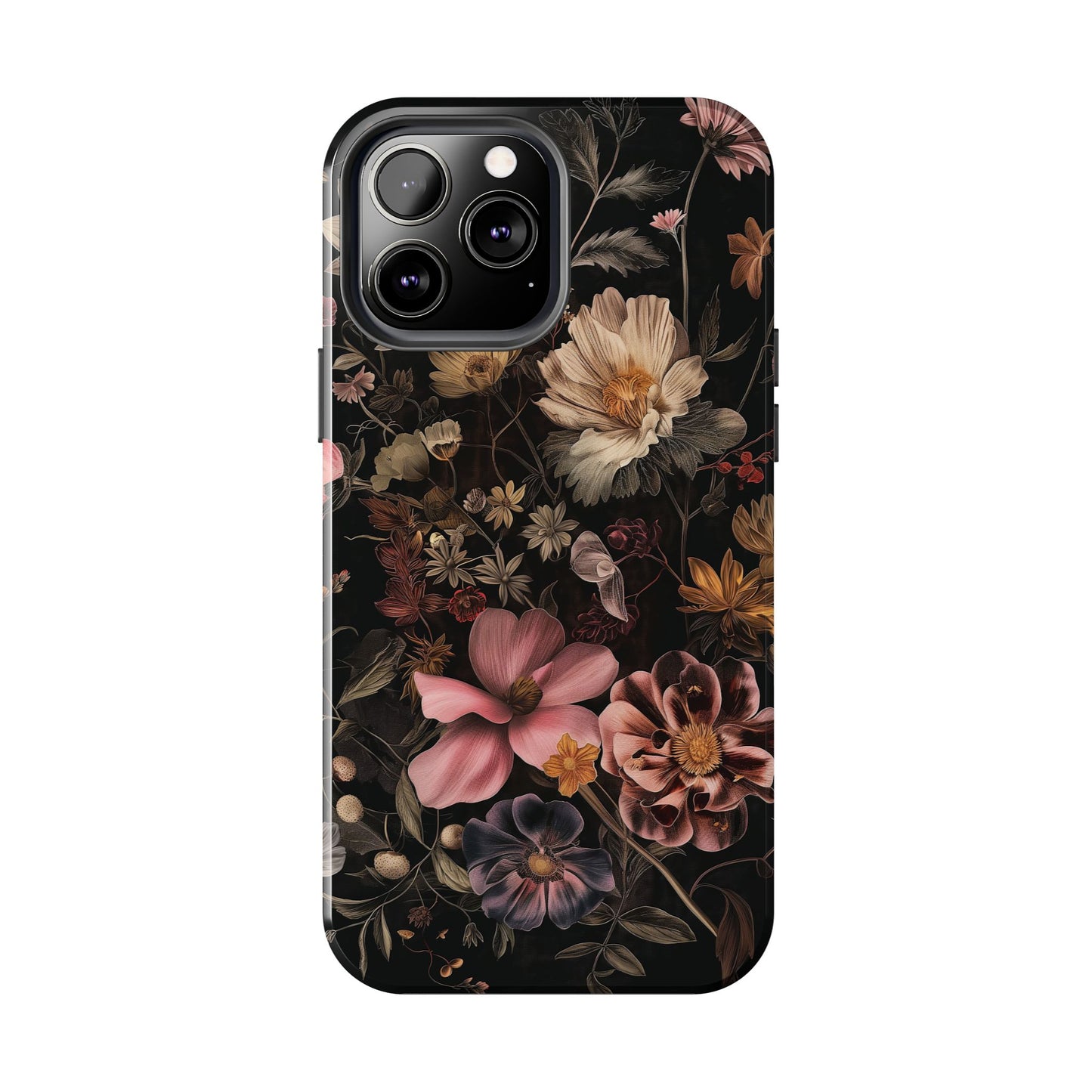Floral Noir Tough Phone Case Dark Vintage Flower Protective Cover