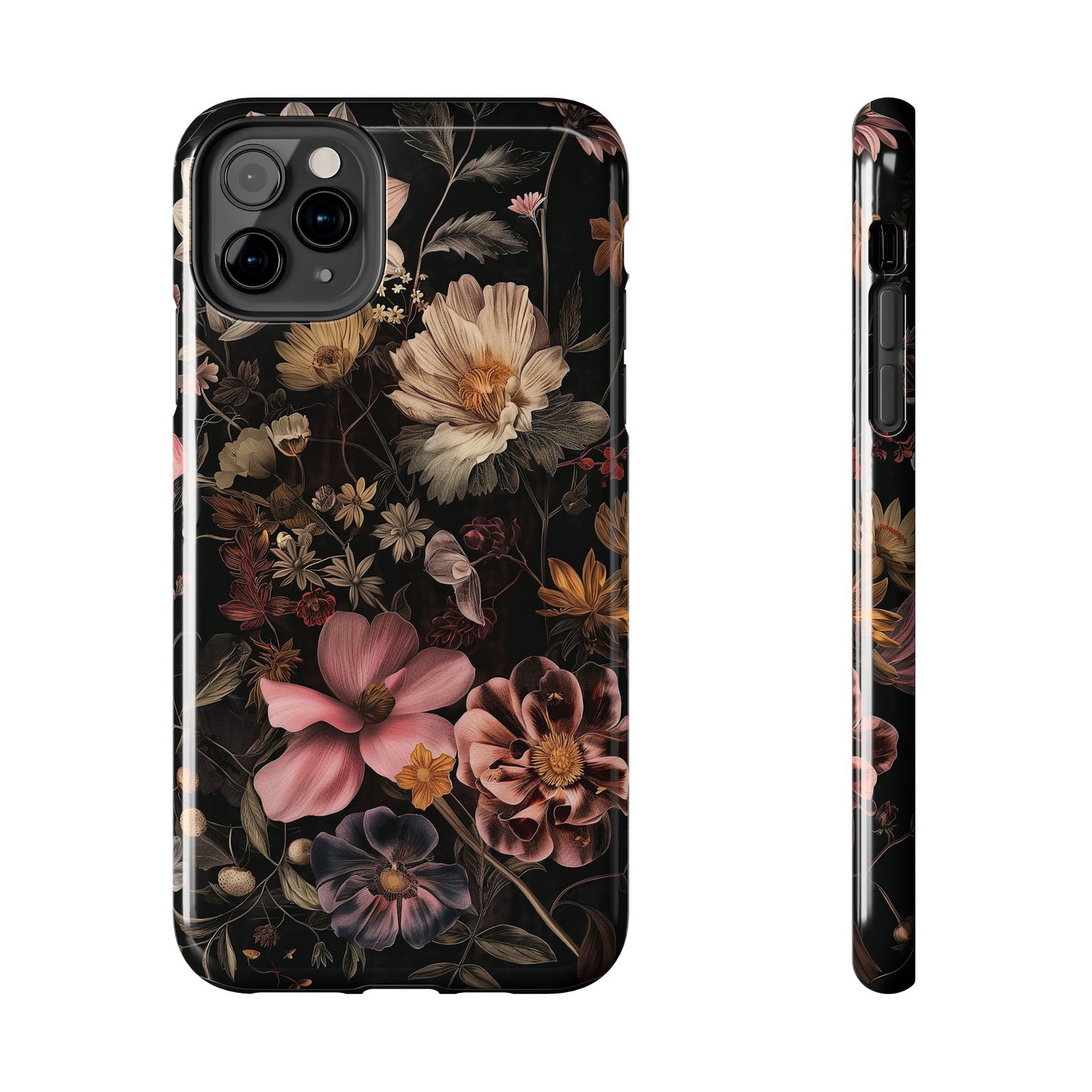 Floral Noir Tough Phone Case Dark Vintage Flower Protective Cover