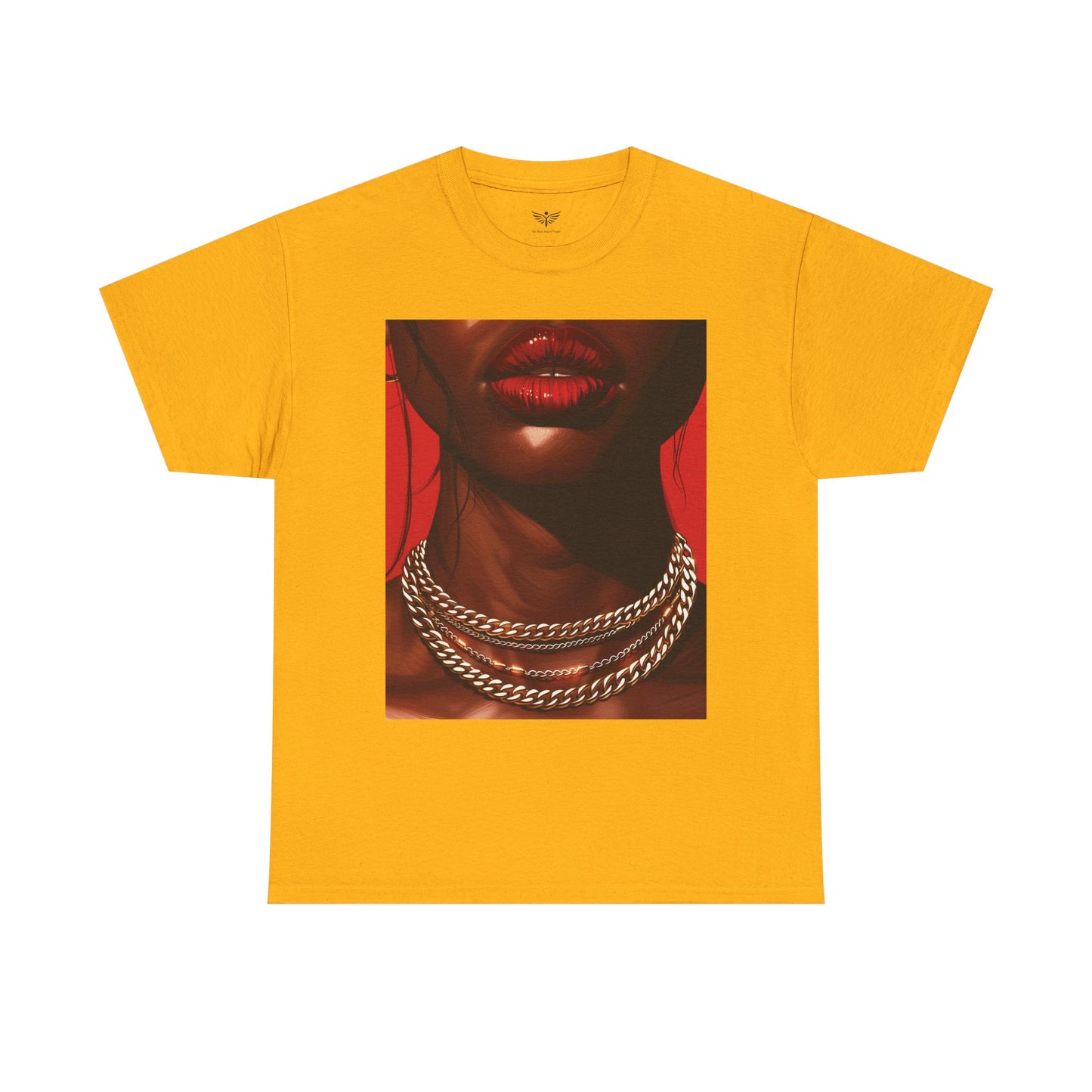 RED LIPS GOLD CHAINS - T-Shirts