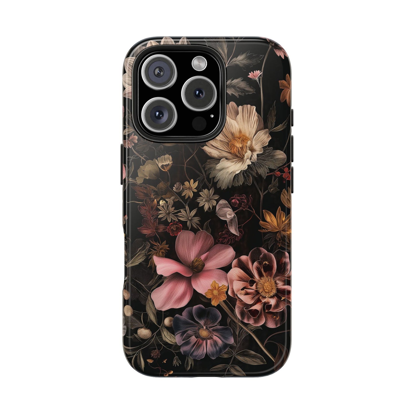 Floral Noir Tough Phone Case Dark Vintage Flower Protective Cover
