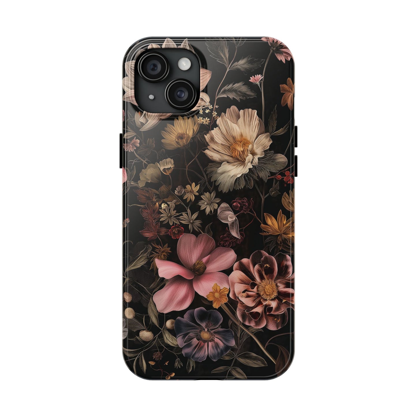 Floral Noir Tough Phone Case Dark Vintage Flower Protective Cover