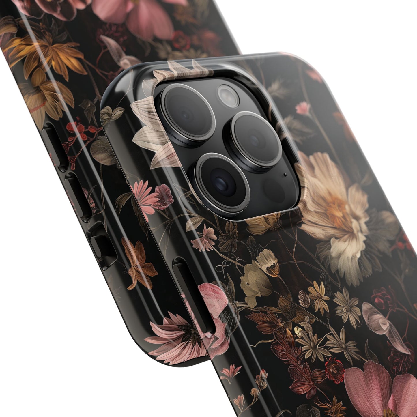 Floral Noir Tough Phone Case Dark Vintage Flower Protective Cover