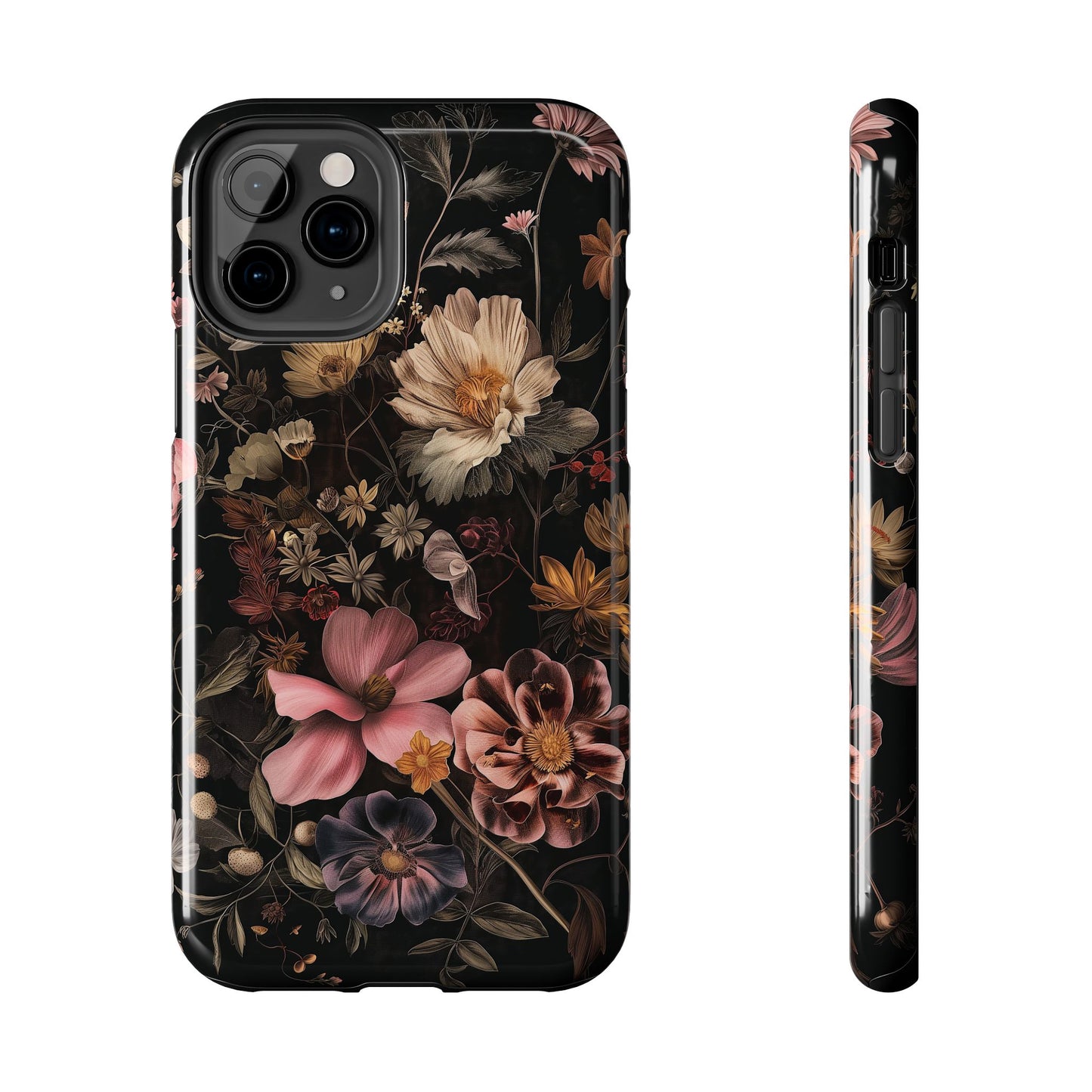 Floral Noir Tough Phone Case Dark Vintage Flower Protective Cover