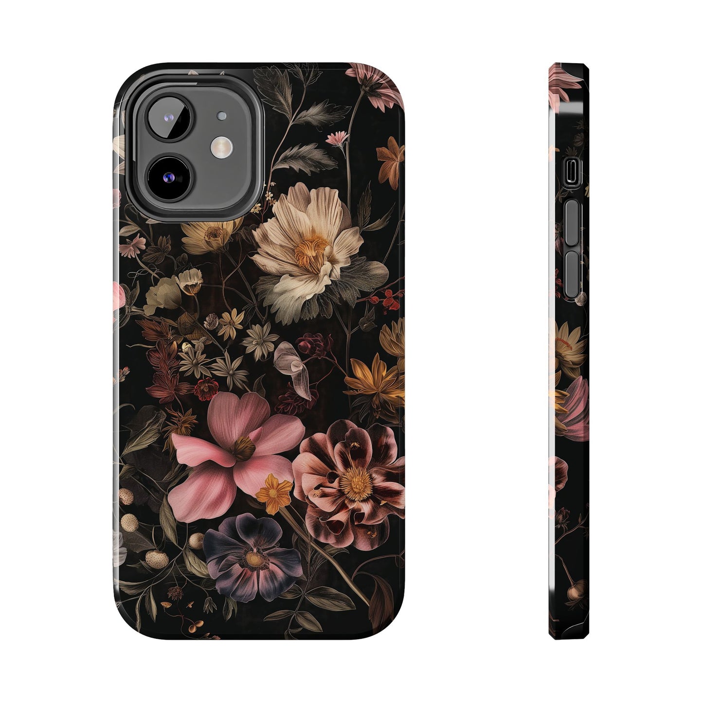 Floral Noir Tough Phone Case Dark Vintage Flower Protective Cover