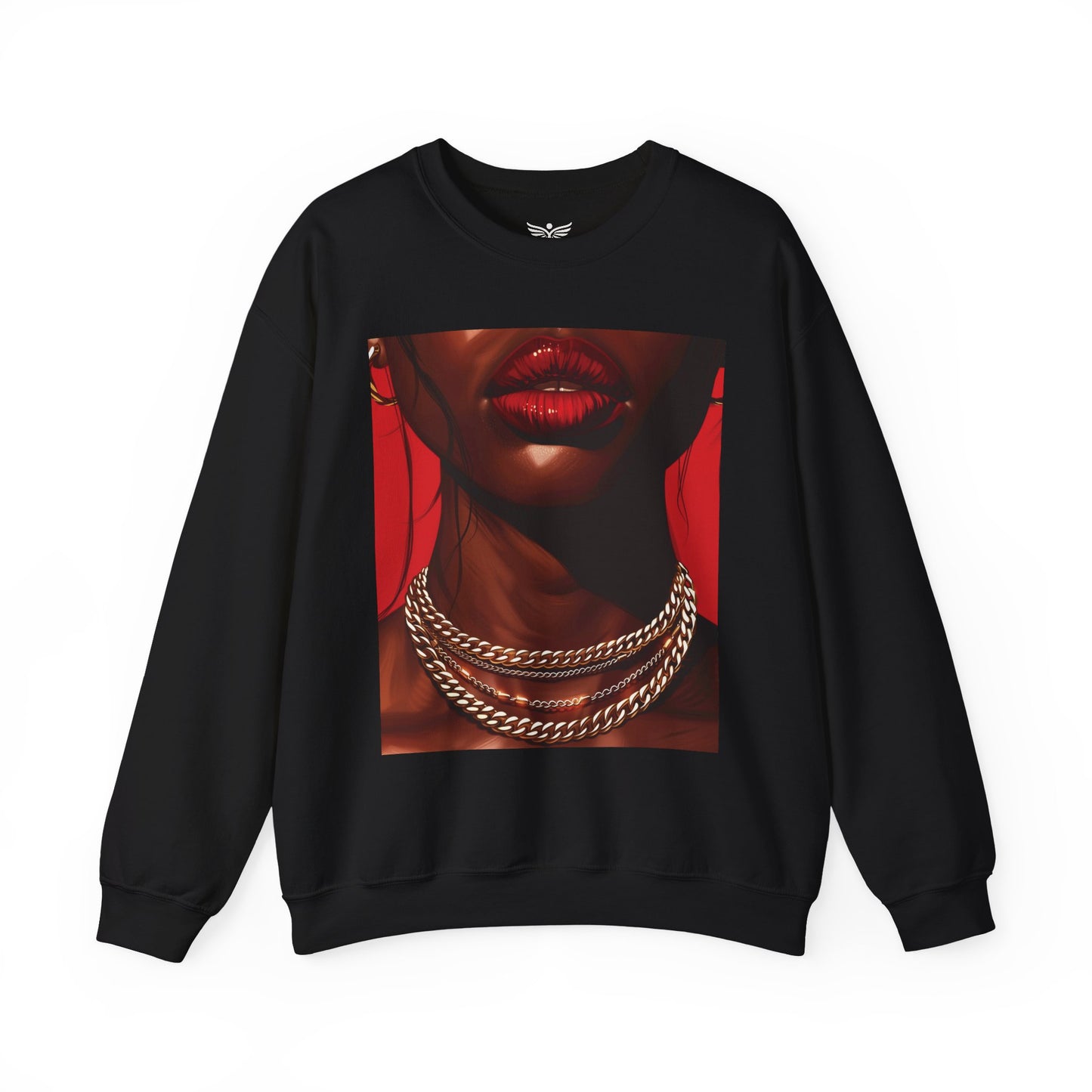 RED LIPS GOLD CHAINS - Unisex Sweatshirt