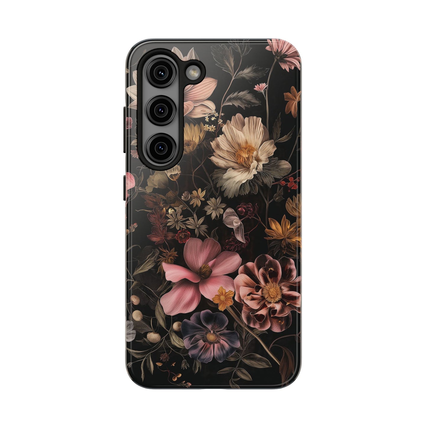 Floral Noir Tough Phone Case Dark Vintage Flower Protective Cover