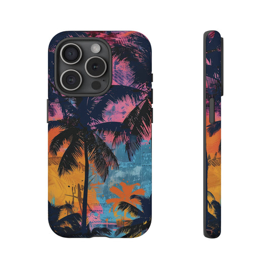Tropical Phone Case - Colorful Palm Tree Design, Summer Vibes, Beach Lover Gift, Customizable Cover, Fun Accessory