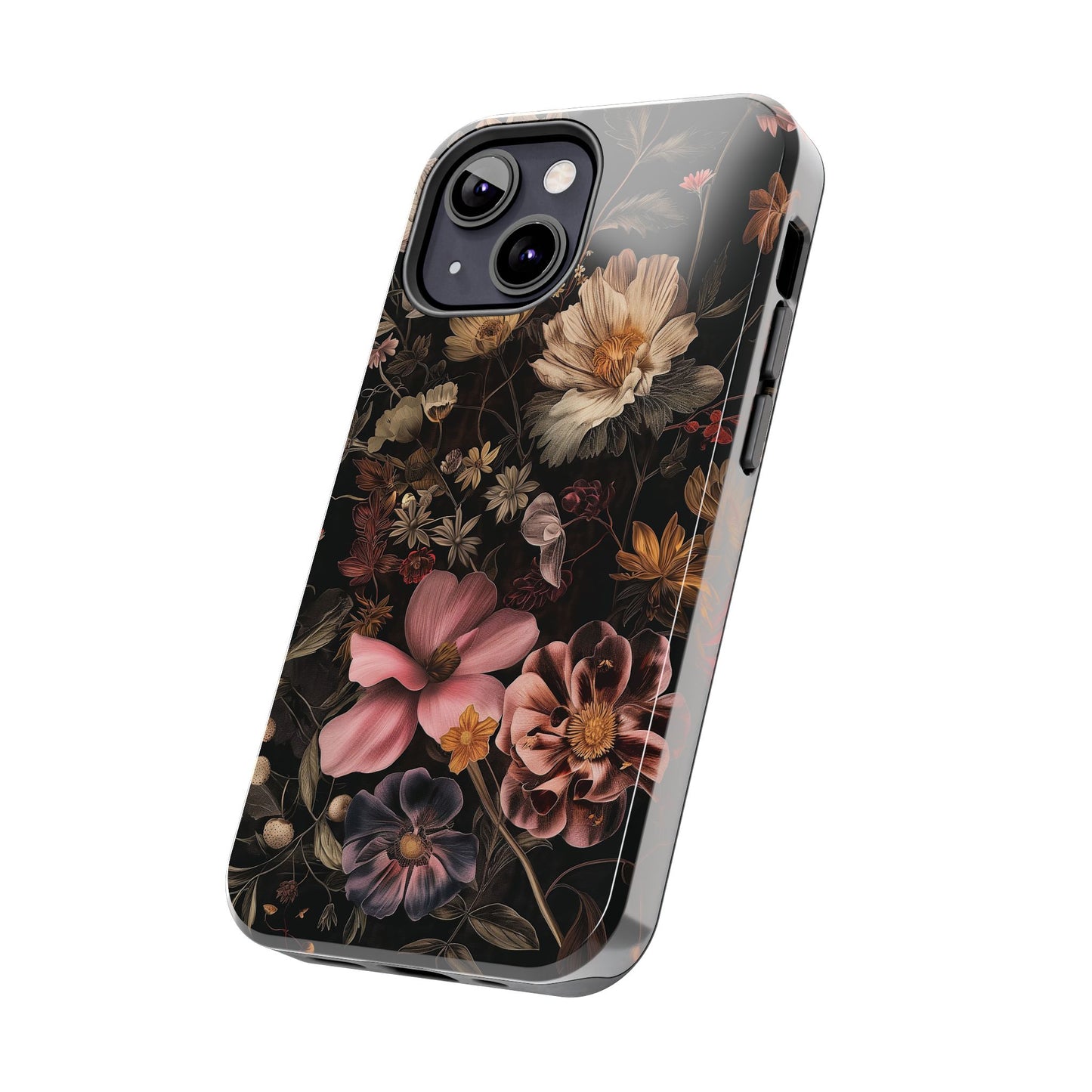 Floral Noir Tough Phone Case Dark Vintage Flower Protective Cover