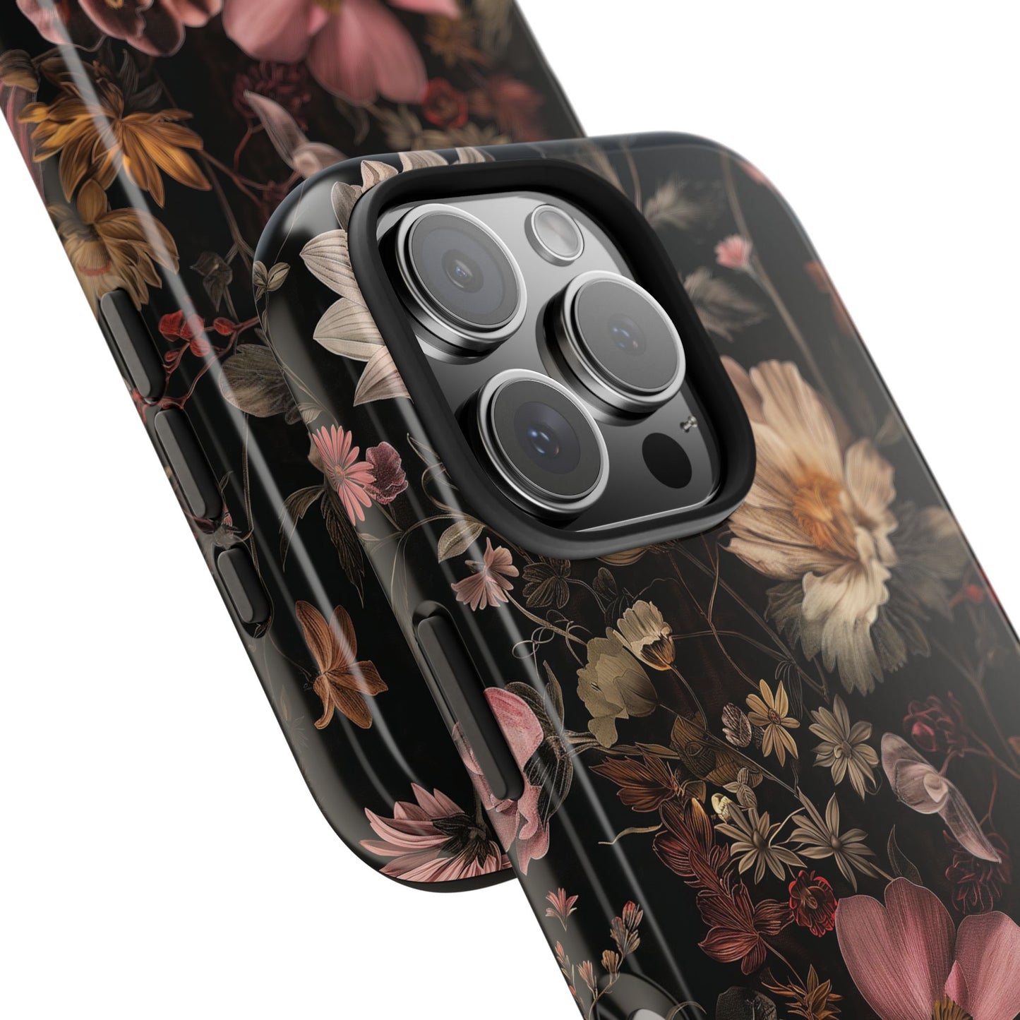 Floral Noir Tough Phone Case Dark Vintage Flower Protective Cover