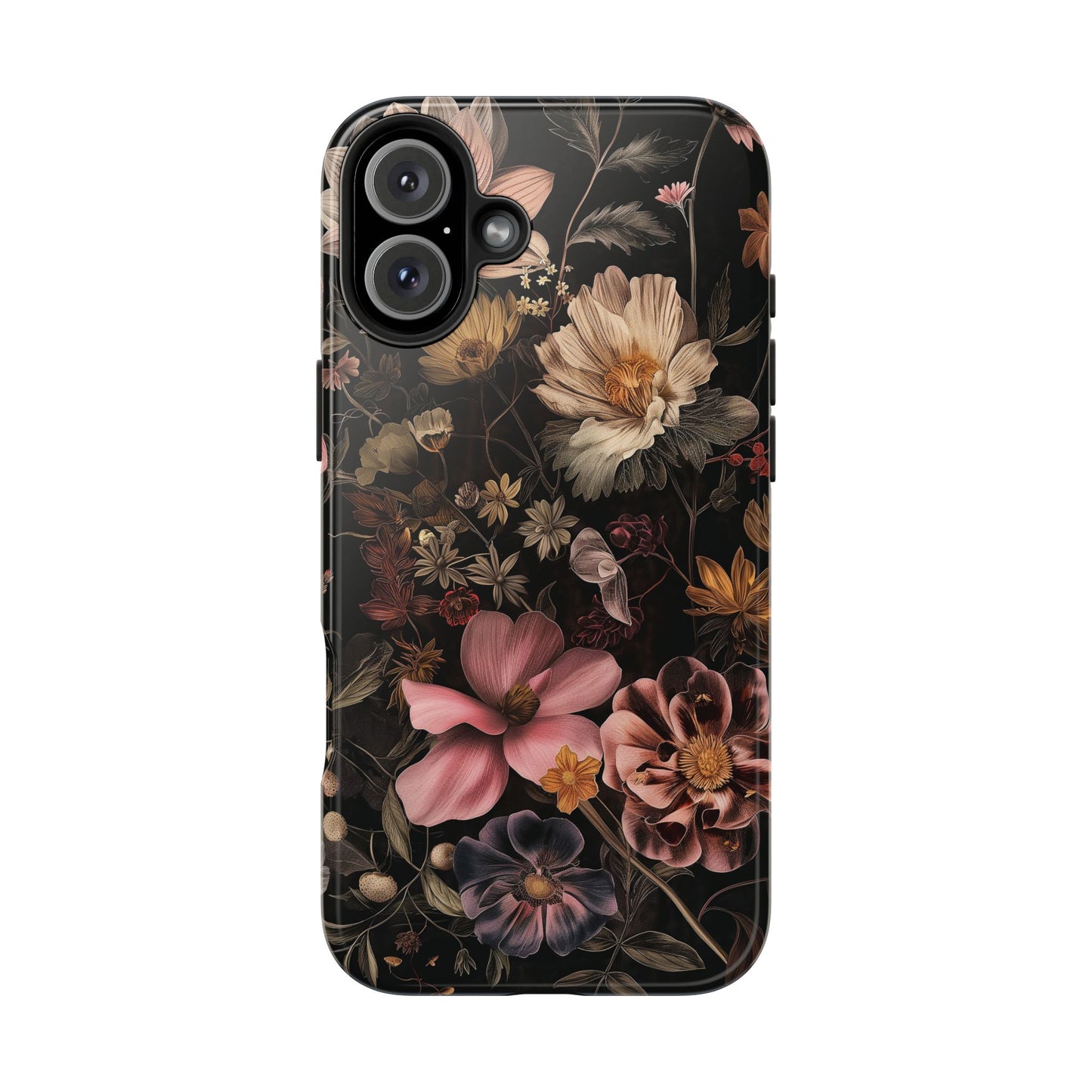 Floral Noir Tough Phone Case Dark Vintage Flower Protective Cover