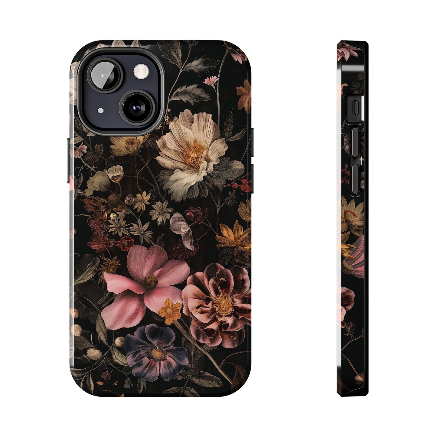 Floral Noir Tough Phone Case Dark Vintage Flower Protective Cover