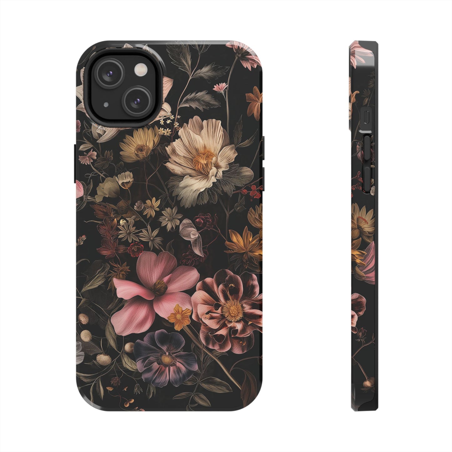 Floral Noir Tough Phone Case Dark Vintage Flower Protective Cover