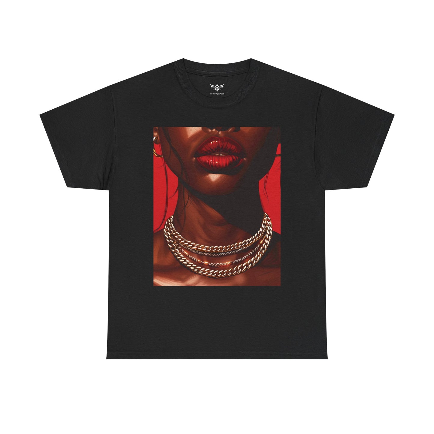 RED LIPS GOLD CHAINS - T-Shirts