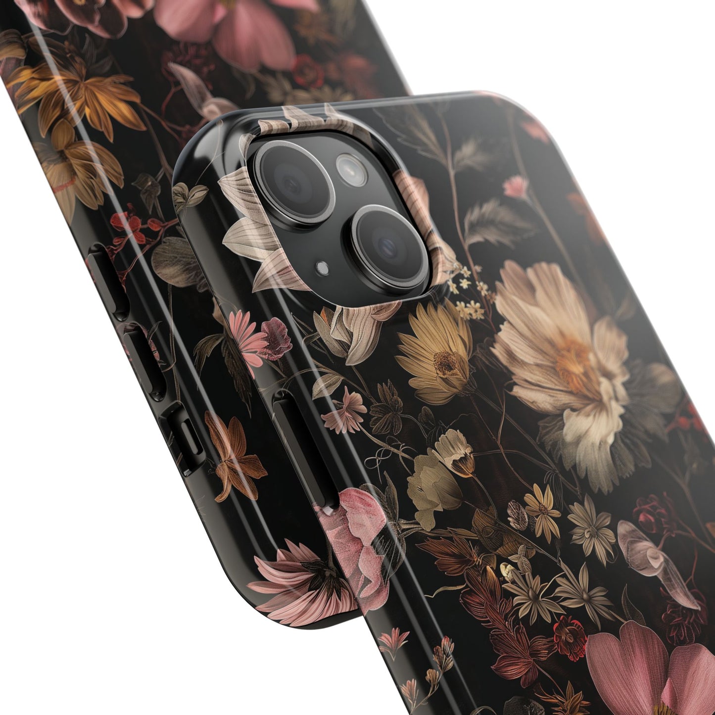 Floral Noir Tough Phone Case Dark Vintage Flower Protective Cover