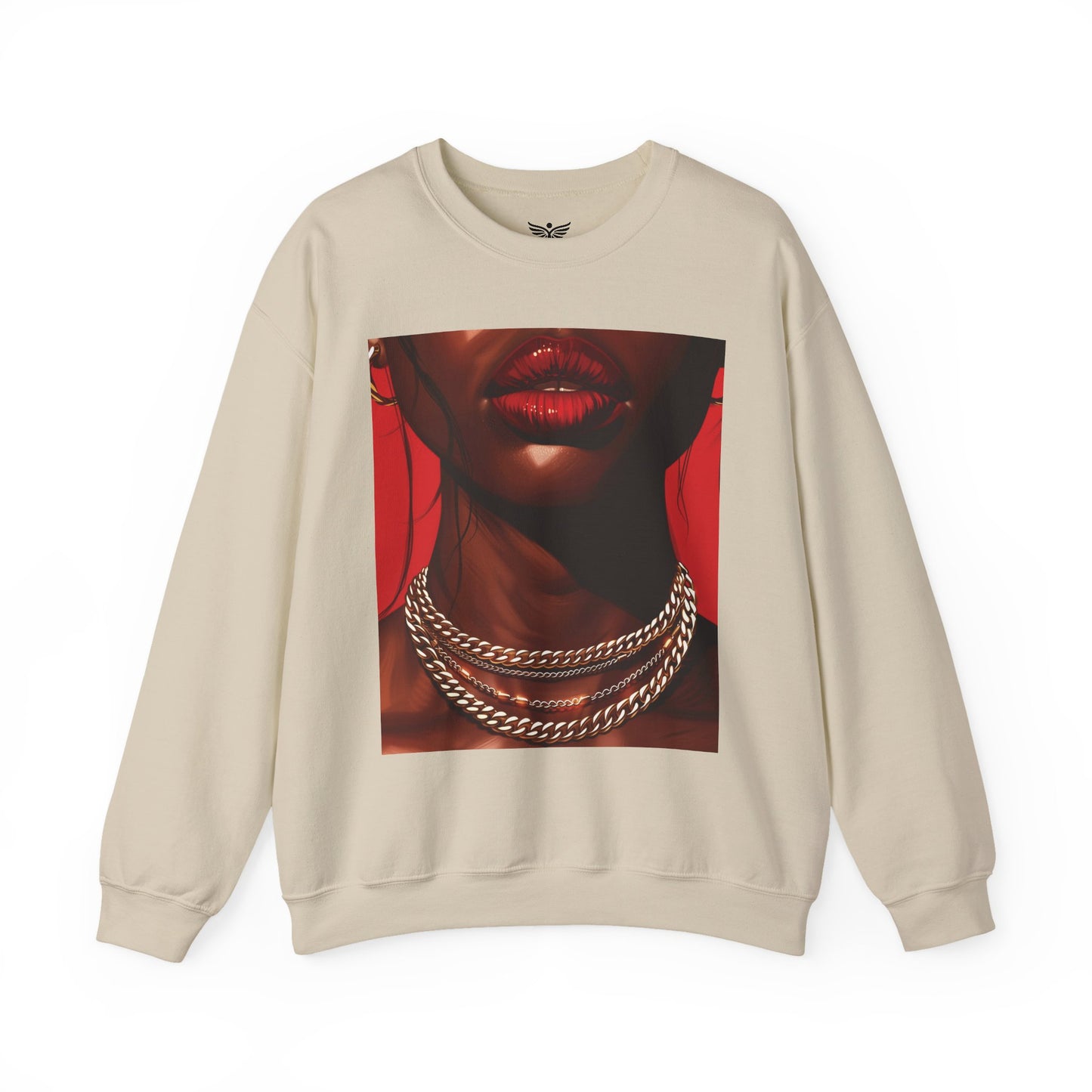 RED LIPS GOLD CHAINS - Unisex Sweatshirt