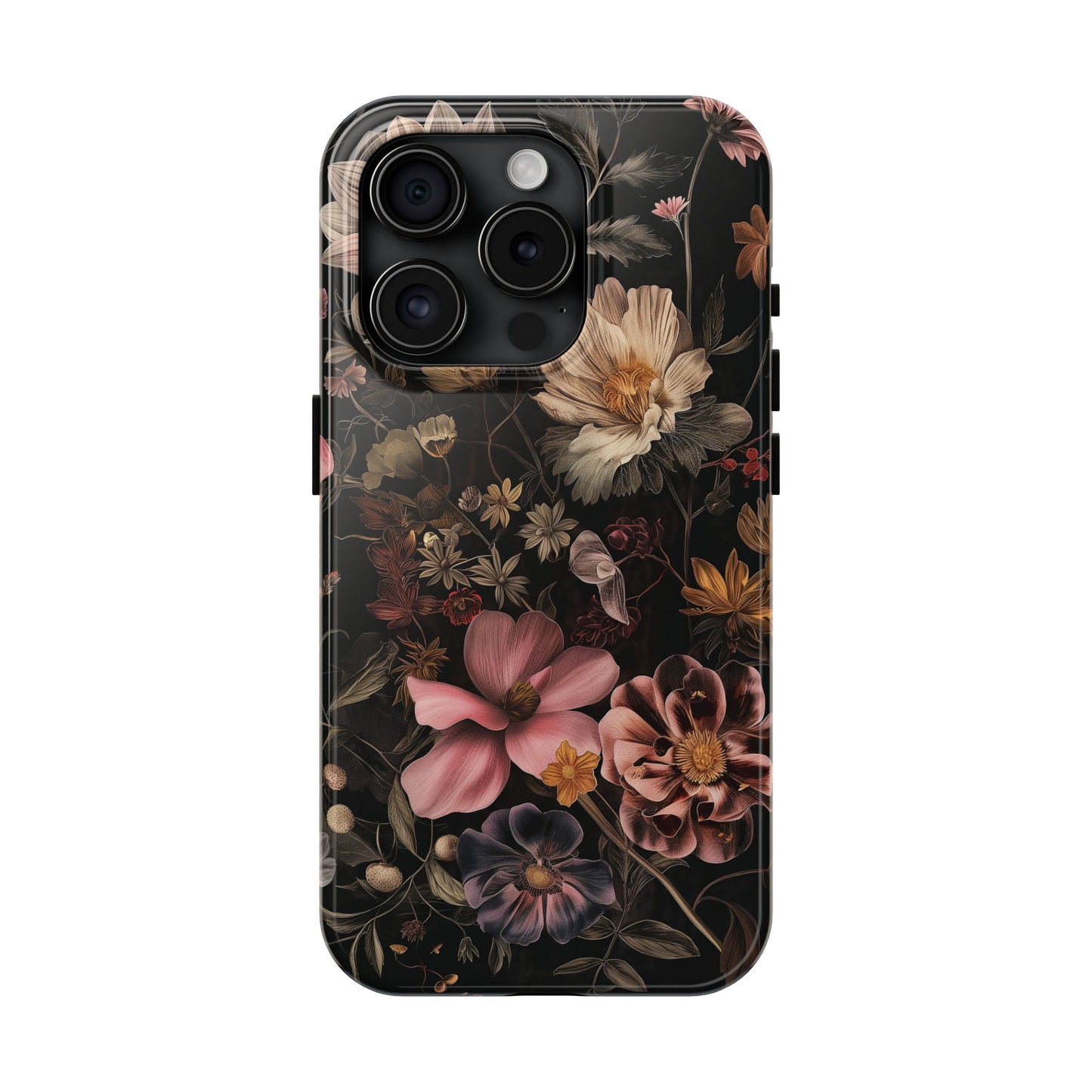 Floral Noir Tough Phone Case Dark Vintage Flower Protective Cover