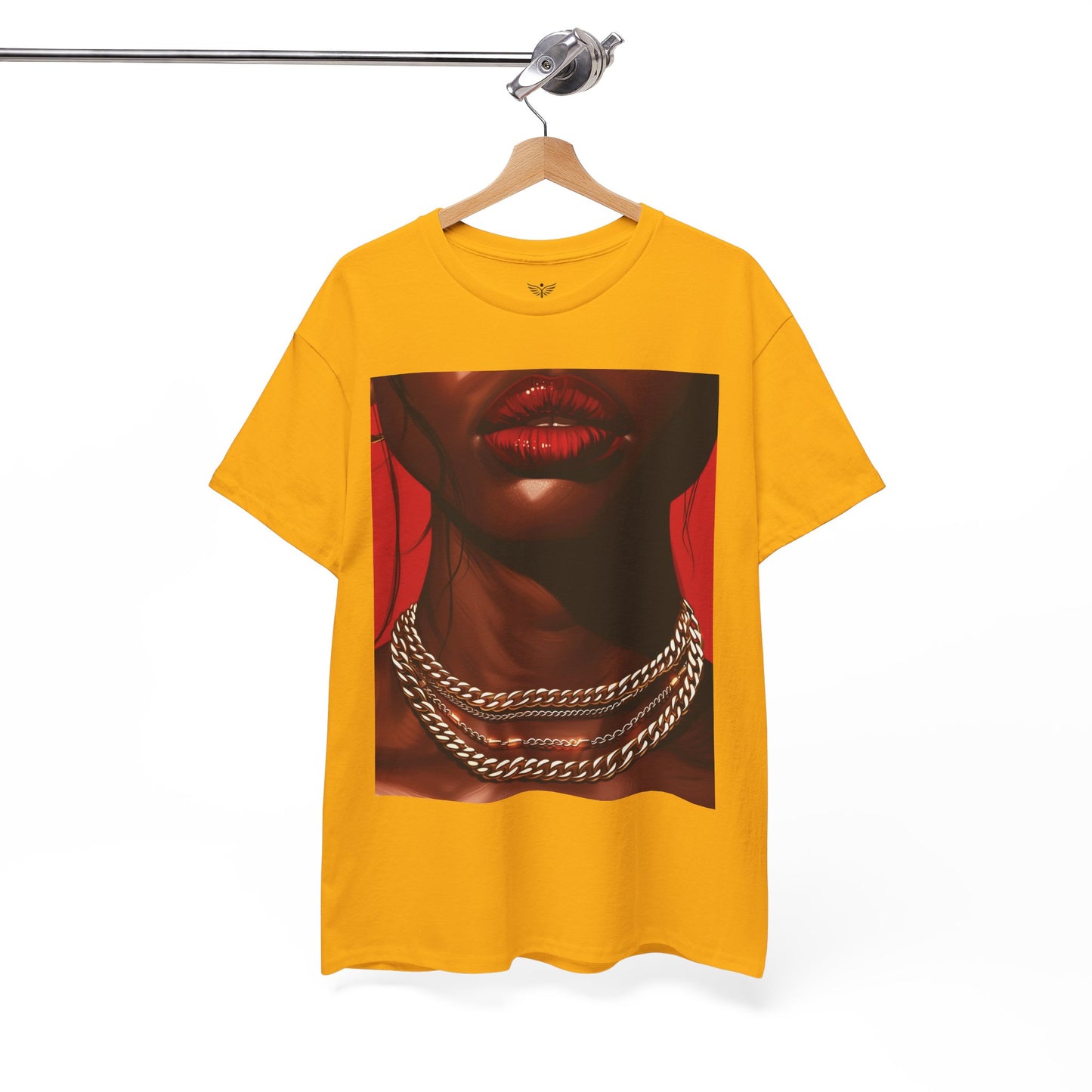 RED LIPS GOLD CHAINS - T-Shirts