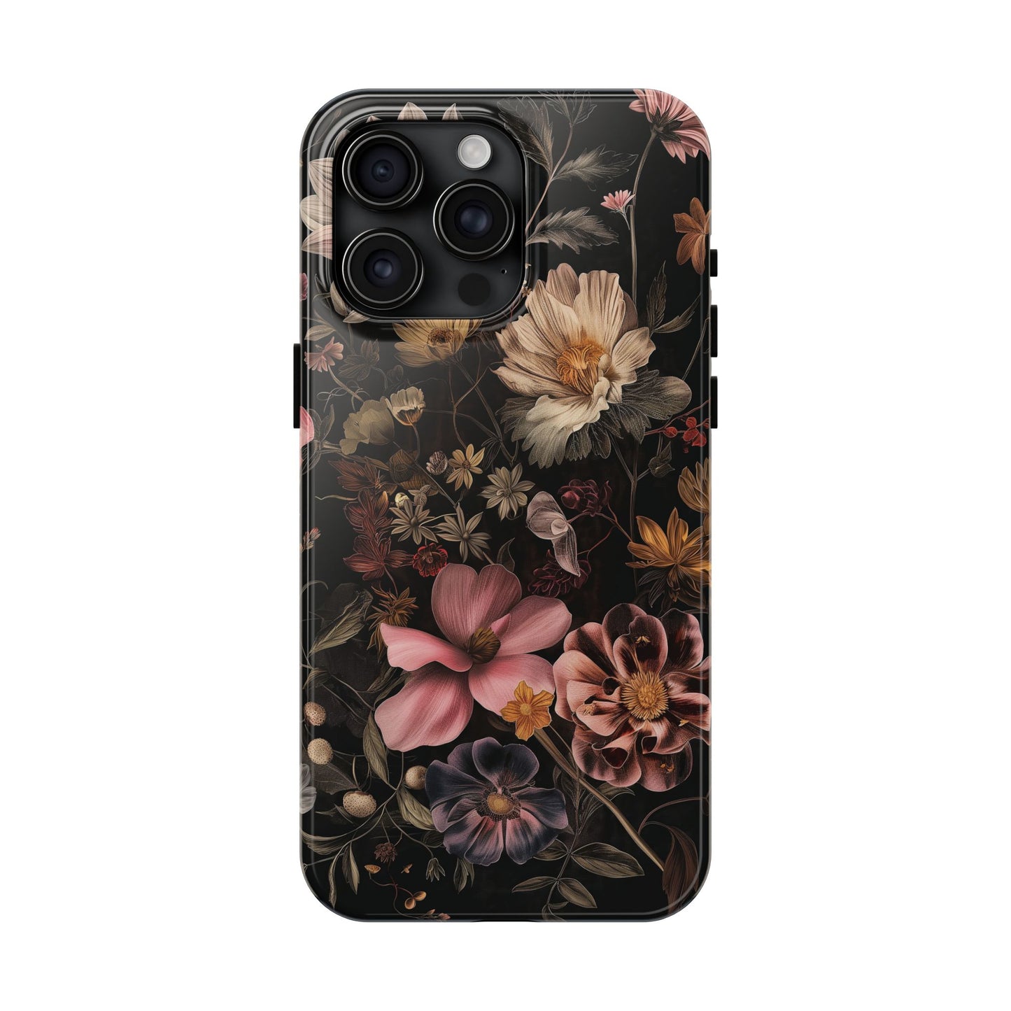 Floral Noir Tough Phone Case Dark Vintage Flower Protective Cover