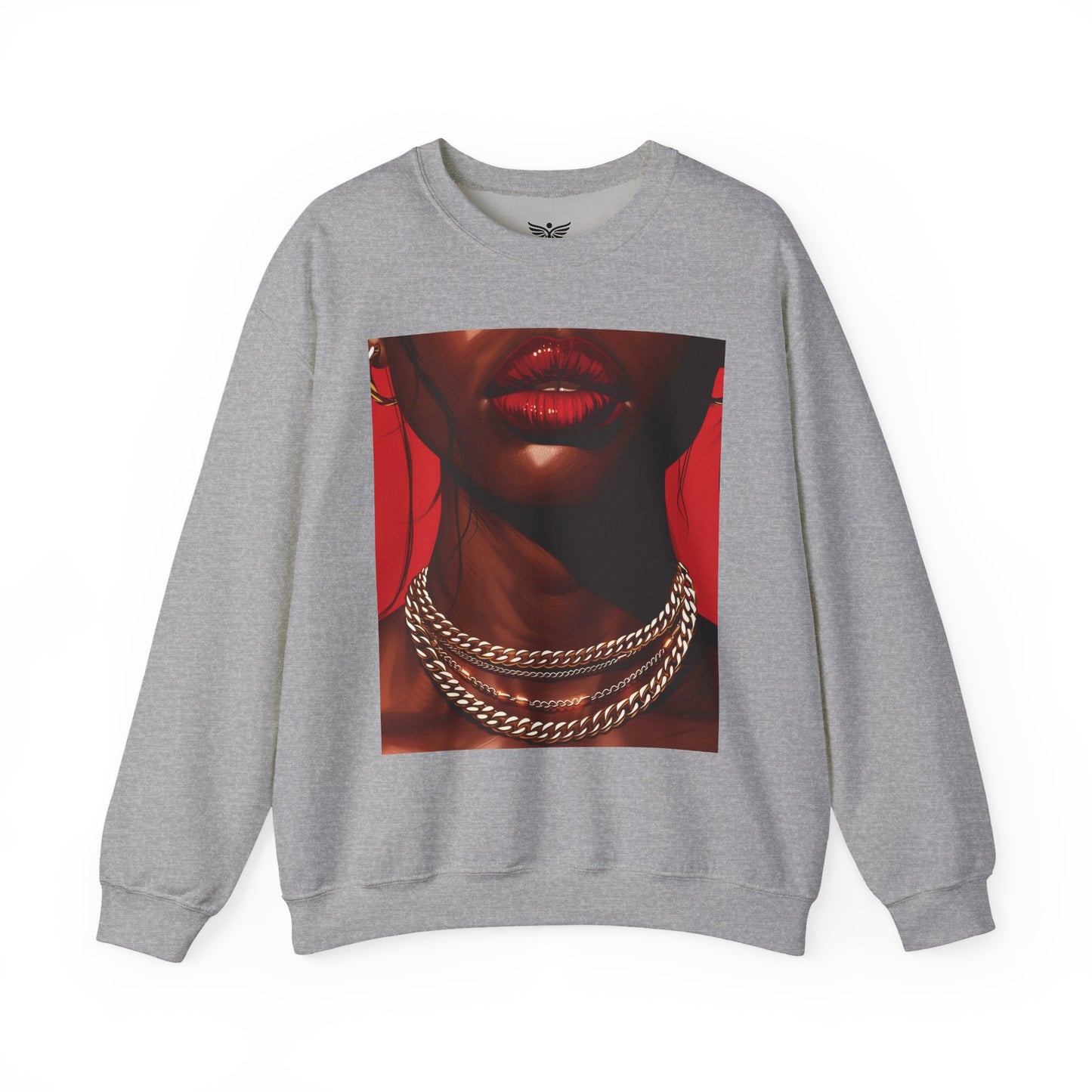 RED LIPS GOLD CHAINS - Unisex Sweatshirt