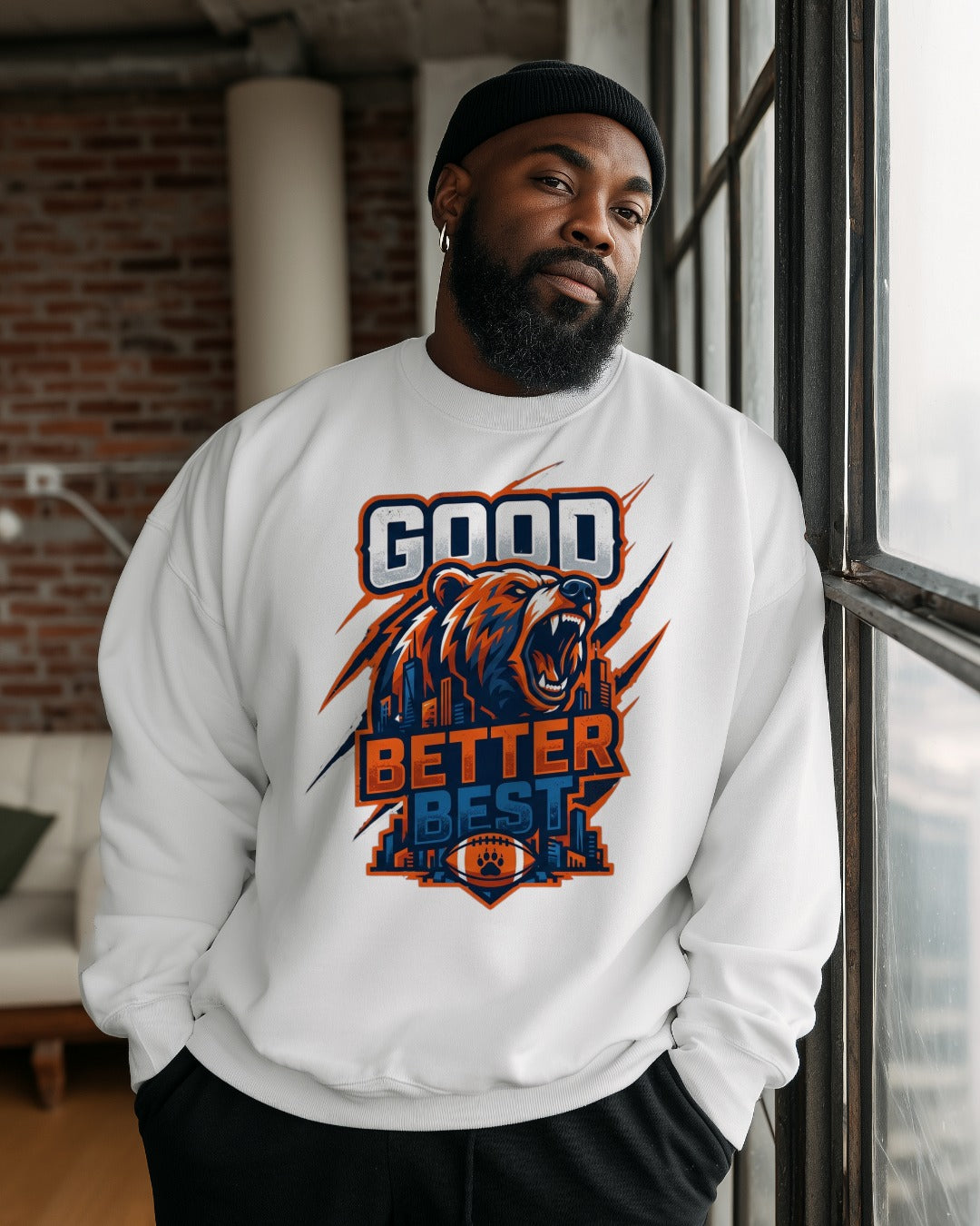 CHICAGO BEARS GOOD BETTER BEST MOTTO White Sweatshirt