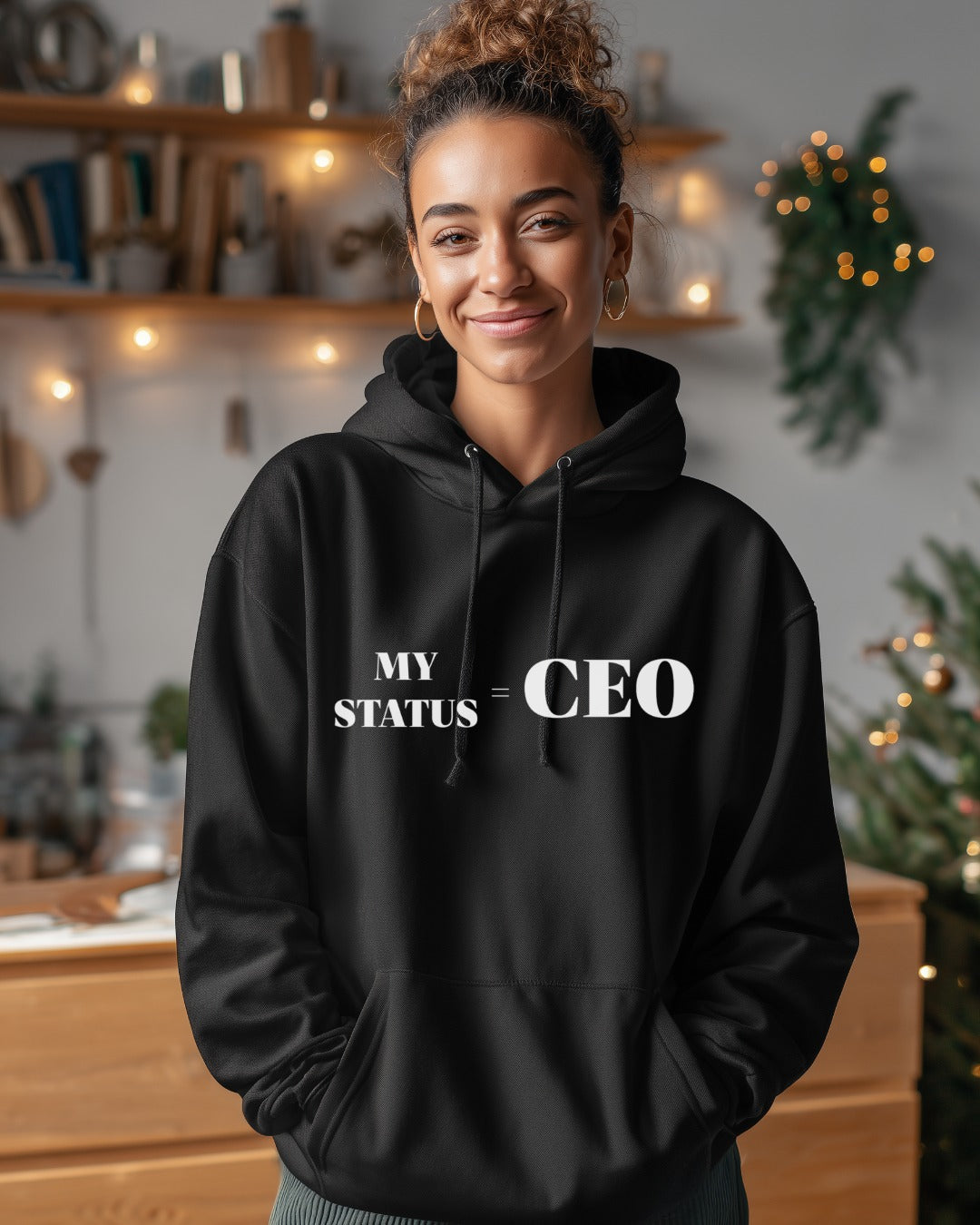 MY STATUS = CEO - Black Unisex Hoodie