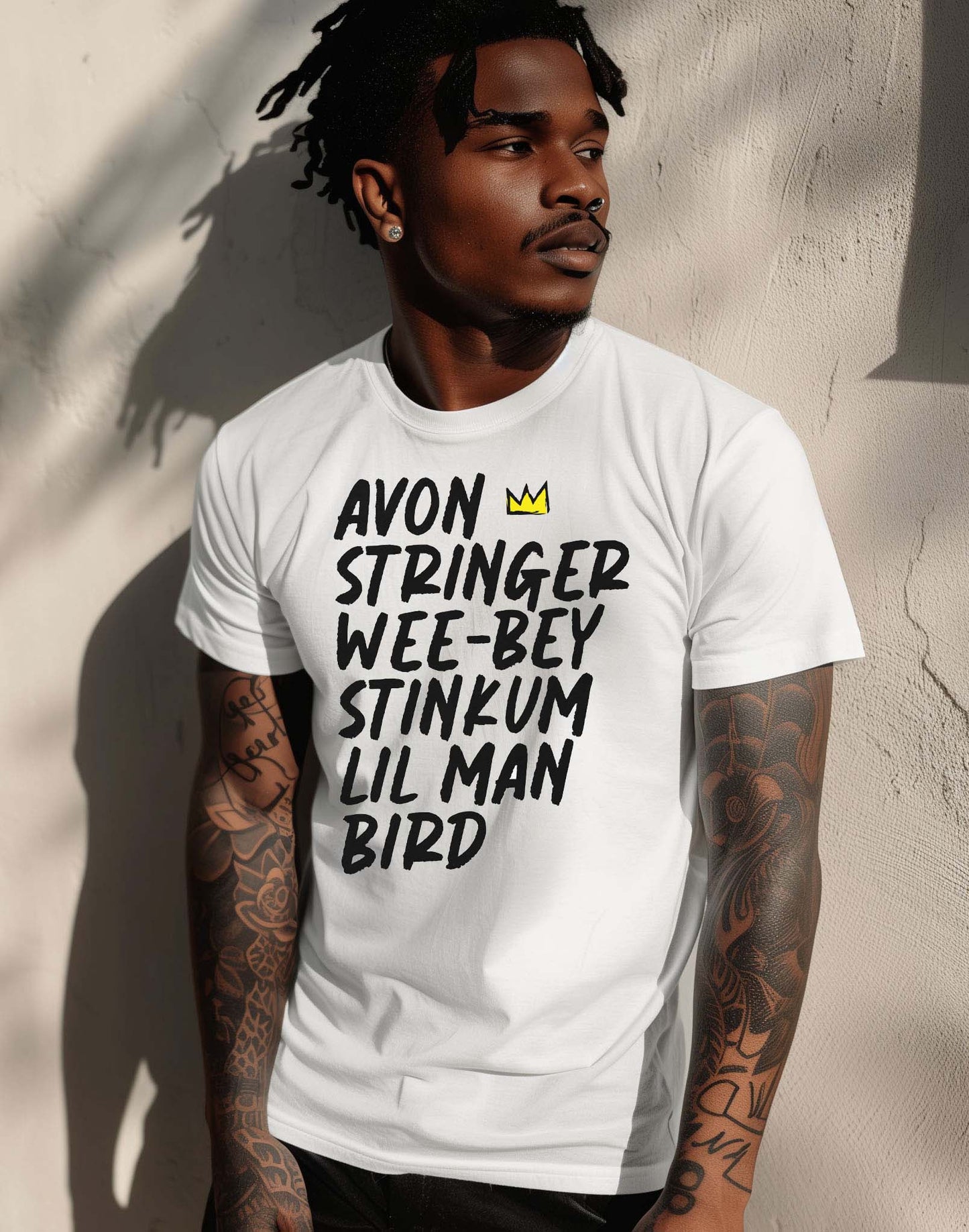 AVON STRINGER WEEBEY LIL MAN BIRD - White/ Gray Unisex t-shirt