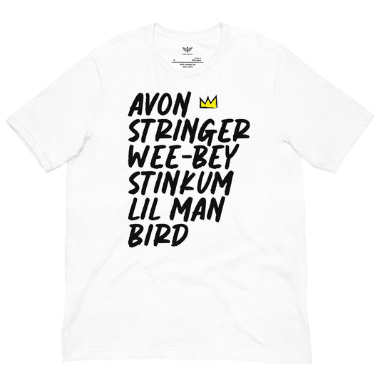 AVON STRINGER WEEBEY LIL MAN BIRD - White/ Gray Unisex t-shirt