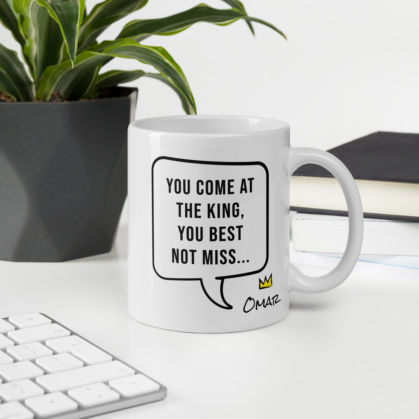 YOU COME AT THE KING - White glossy mug